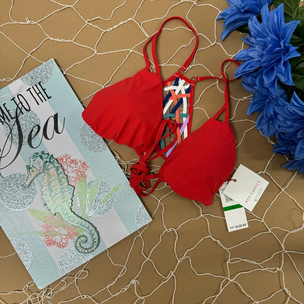🌴SUPER SALE! $120 RED CARTER MACRAME BIKINI TOP